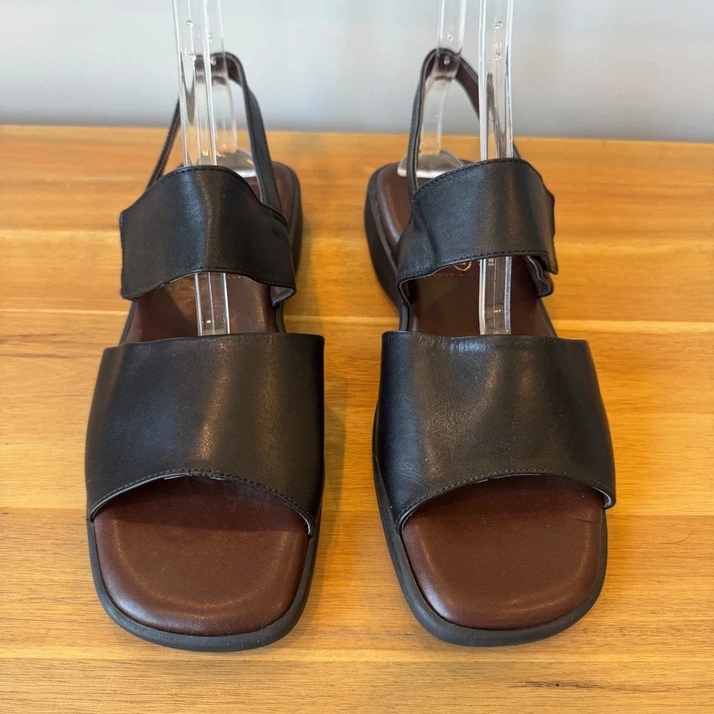 Valleverde Personal Comfort Men 11 EU 44 Black Leather Slingback Sandal Italy‎